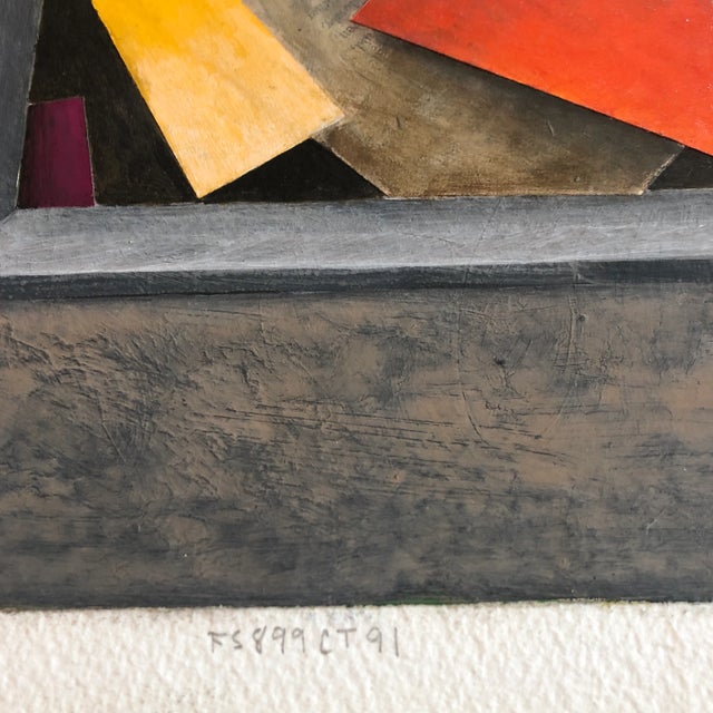 Mid-Century Modern 1970’s Original Vintage Abstract Precisionist Painting/Collage For Sale - Image 3 of 7