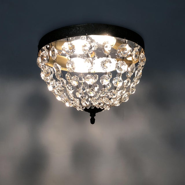 Antique two-light crown-shaped ceiling light with glass drop shades. Louis xvi style louis xvi style half-basket ceiling...