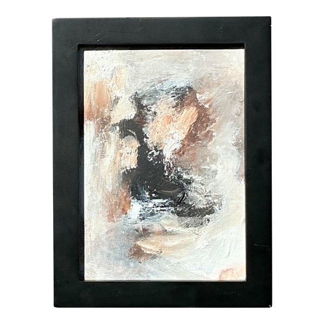 Vintage Original Abstract Oil Portrait on Board For Sale