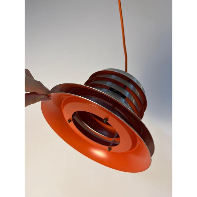 Silver-Orange Louvered Lamp by Carl Thore for Granhaga For Sale - Image 9 of 11