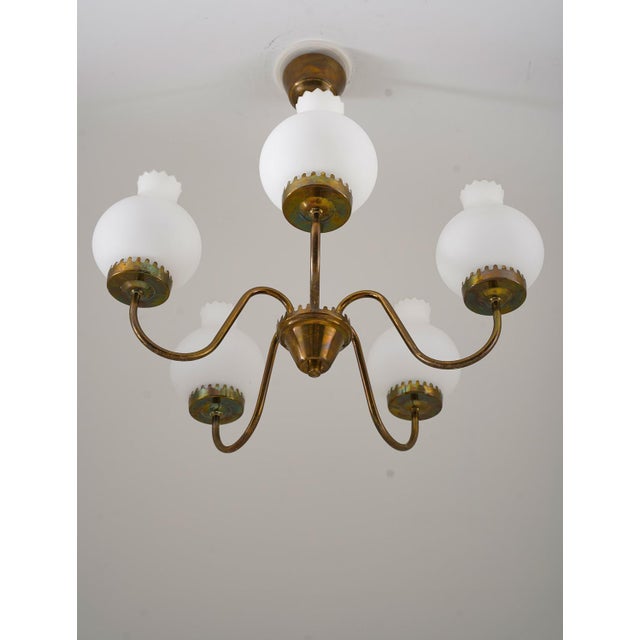 Modern Swedish Pendant in Brass and Glass, 1950s For Sale - Image 4 of 7