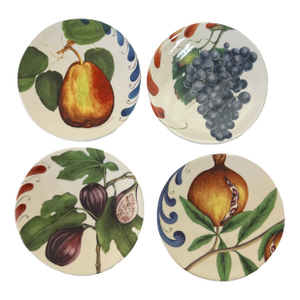 Ceramic Painted Fruit Dishes for Williams Sonoma Signed Set of 4