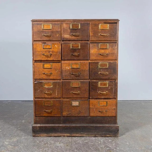 Vintage French Oak Bank of Drawers, 1940s For Sale - Image 6 of 10