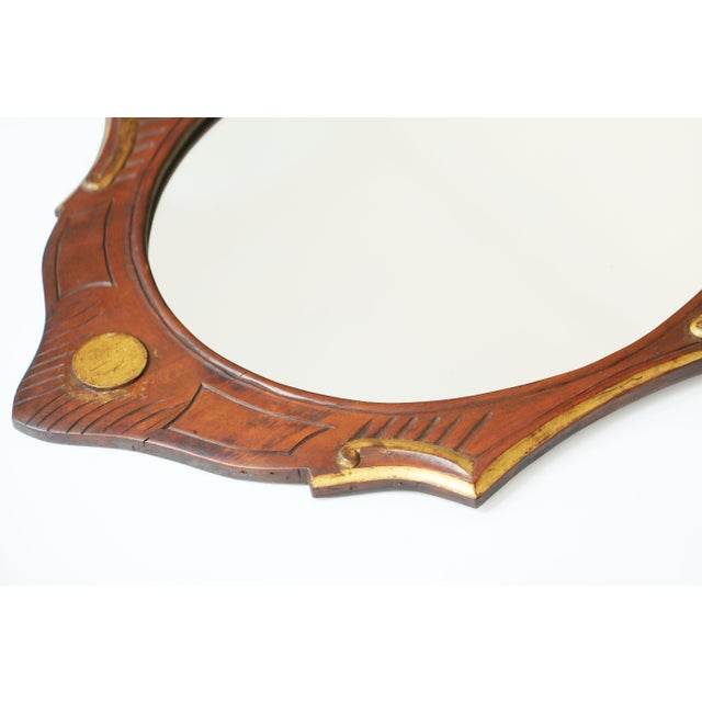Wood Mid-Century Giltwood Carved Wooden Frame and Oval Mirror, Europe, 1900 For Sale - Image 7 of 8