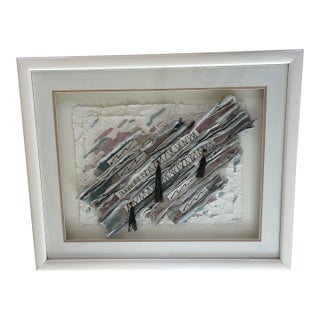 Martha Chatelain Signed 1989 One-of-One Mixed Media Paper Assemblage, Framed For Sale