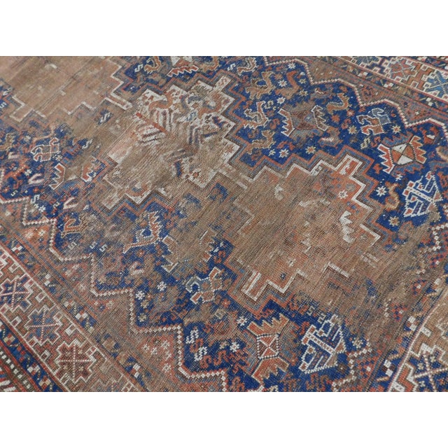 Distressed Antique Persian Rug. 5'2"x 6'7" For Sale - Image 9 of 13