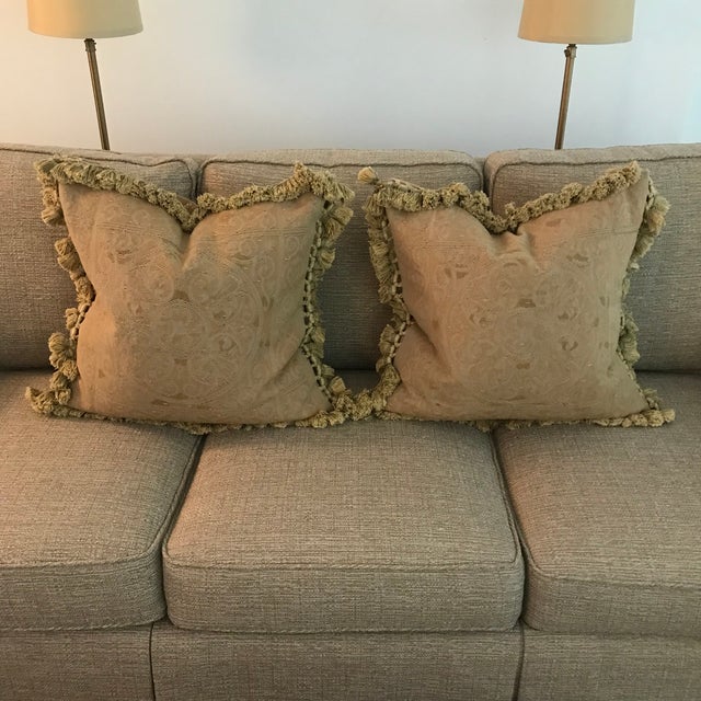 Vintage Gerry Nichol Tassel Trim AubussonStyle Large Pillows a Pair