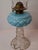 Rare Pair Antique Consolidated Pink & Blue Cased Glass Florette Stand Lamps P&A For Sale - Image 12 of 18