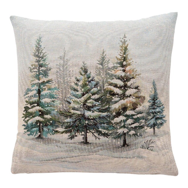 Winter Forest Woven Cushion With Feather Filler - 42x42cm (17"x17") For Sale