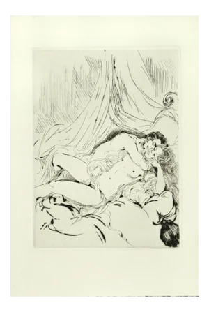 Sexual Encounter - Original Etching ad Drypoint by A. Doré - Late 1900 Late 1900