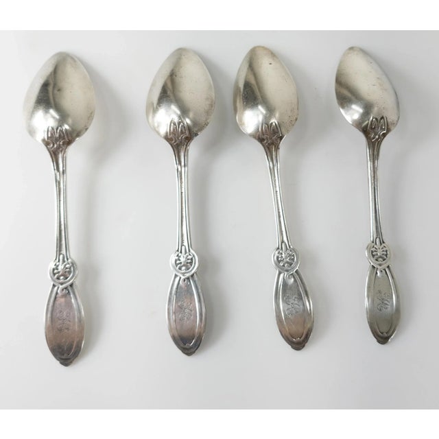 Mid 19th Century 19th Century Set of 4 American Sterling Silver Union Pattern Spoons by Wendt & Co. For Ball Black & Co. For Sale - Image 5 of 10