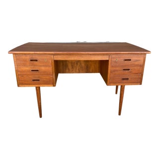 Vintage Danish Modern Teak Executive Desk For Sale