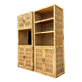 Vintage Woven Rattan Etagere - A Pair For Sale