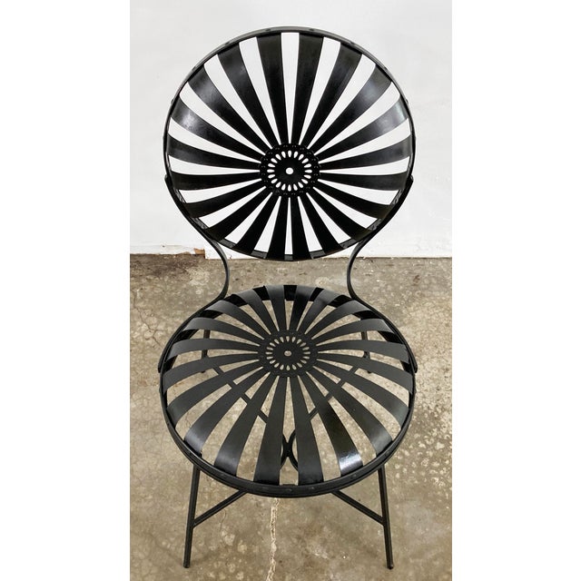 Traditional Antique Francois Carre Sunburst Garden Chair in Black For Sale - Image 3 of 11