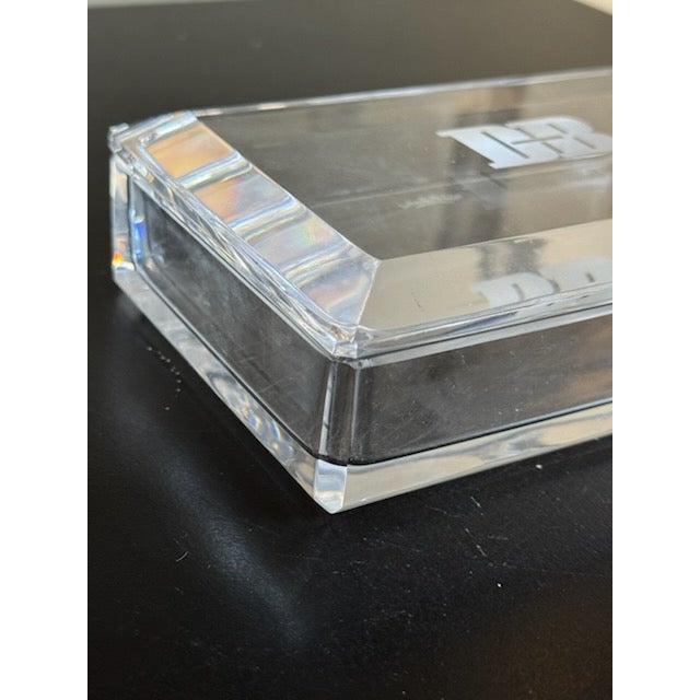 Mid 20th Century Vintage Faceted Val Saint Lambert and Tiffany & Co Crystal Box 6.25”x3.75” Marked Db For Sale - Image 5 of 11