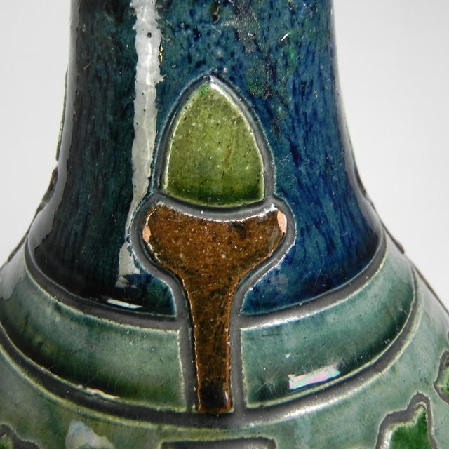 Black Flemish Art Deco Vase with Motifs of Acorns and Oak Leaves, 1920s For Sale - Image 8 of 14