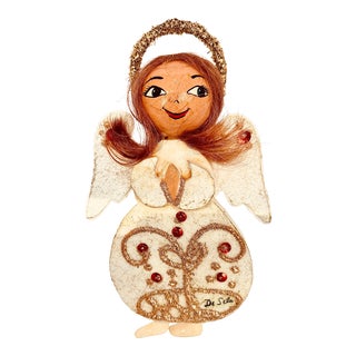 Vintage ‘De Sela’ Papier-Mâché Angel Mexican Christmas Ornament For Sale