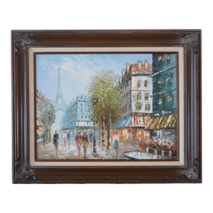 Vintage Mid Century Era French Impressionist J Bardot Paris Street Scene With Eiffel Tower Painting