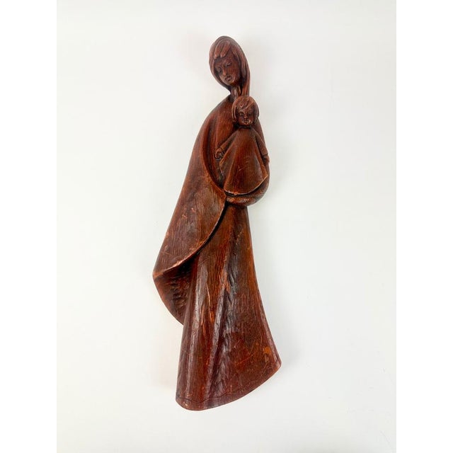 Mid-Century Wax Madonna with Child Wall Figurine, 1970 For Sale - Image 11 of 11