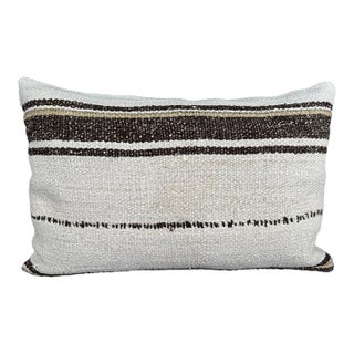 Turkish Hemp Pillow Cushion Natural Beige Brown Pillow Cushion Cover 16" x 24" For Sale