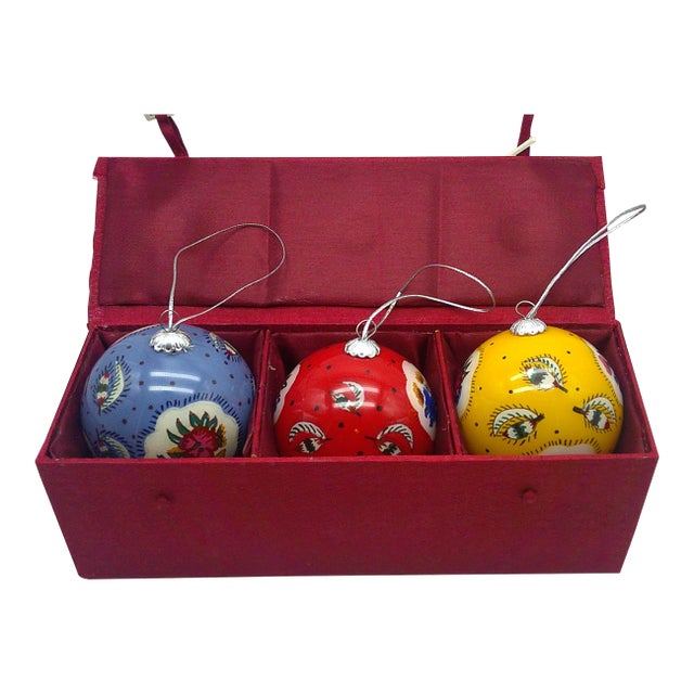 Pierre Deux Avignonet French Country Floral Ornaments Vintage / Set of 3 - Original Box For Sale