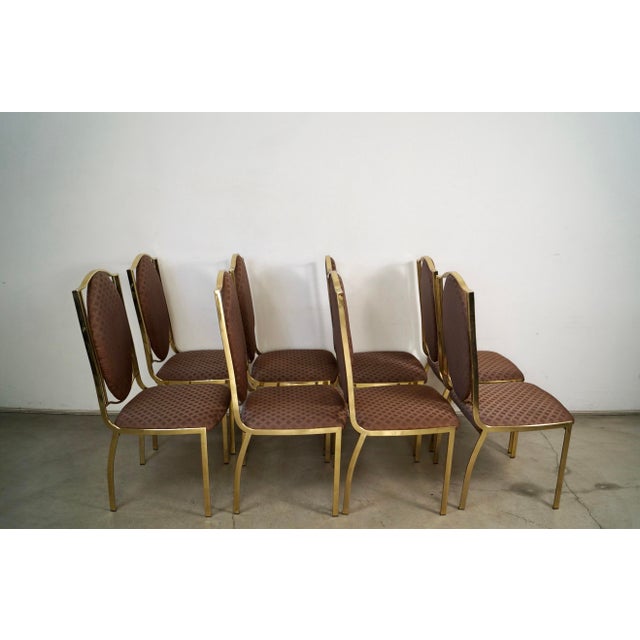 Breutton` 1970’s Italian Hollywood Regency Brass Dining Chairs - Set of 8 For Sale - Image 4 of 12