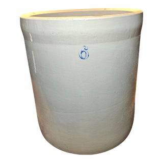 6 Gallon Salt Glazed Stoneware Crock For Sale