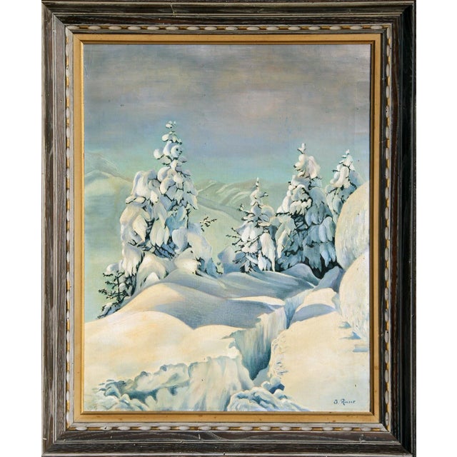 1930s J. Rieser, Snowy Landscape, Painting For Sale - Image 5 of 5