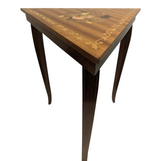 Mid 20th Century Vintage Italian Marquetry Inlaid Triangle Table For Sale