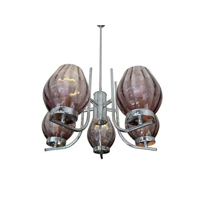 Art Deco 5-Light Chandelier, 1950s For Sale - Image 6 of 9