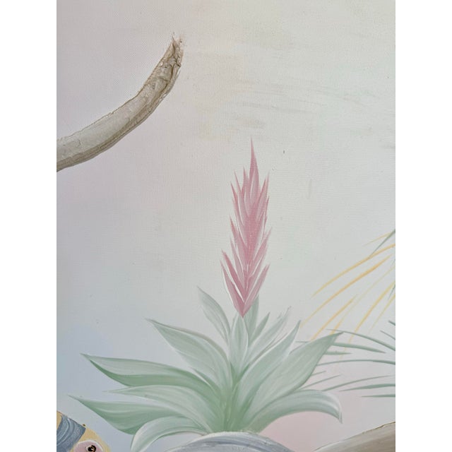 1980s 1989 Monumental Impasto Acrylic Toucan Painting by Walcott - Postmodern Palm Beach Regency For Sale - Image 5 of 11