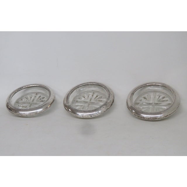 Traditional Fb Rogers Silverplated Crystal Cut Glass Coasters Set of Three 4598b For Sale - Image 3 of 9