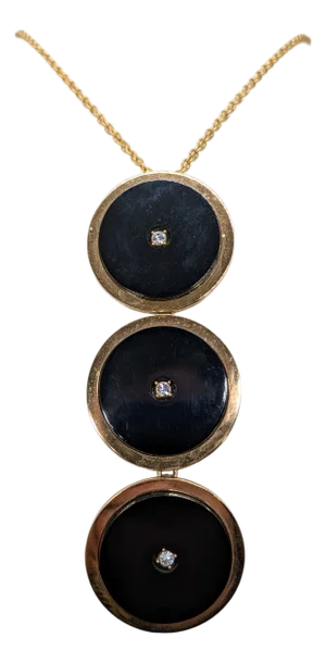 Vintage 1969 Signed Henkle & Grosse Germany Black Resin Discs Pendant Necklace