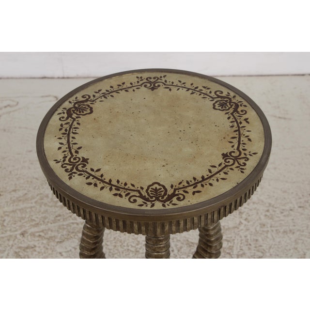 Vintage Eglomise Glass Top Accent Table For Sale - Image 4 of 13