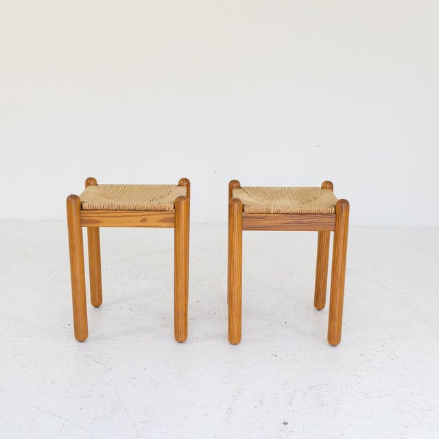 Larch and Rope Stools, 1970s, Set of 2 For Sale - Image 4 of 9