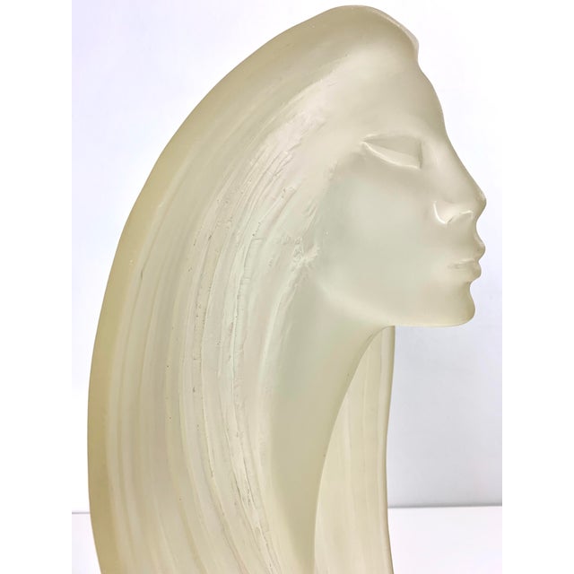 Plastic 1985 Resin Bust of Woman in Wind Sculpture by Austin Prod Inc For Sale - Image 7 of 11