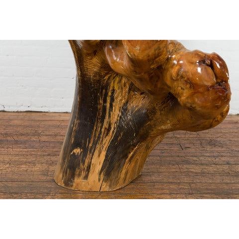 Rustic Rustic Vintage Chinese Camphor Wood Tree Root Armchair with Light Varnish For Sale - Image 3 of 12