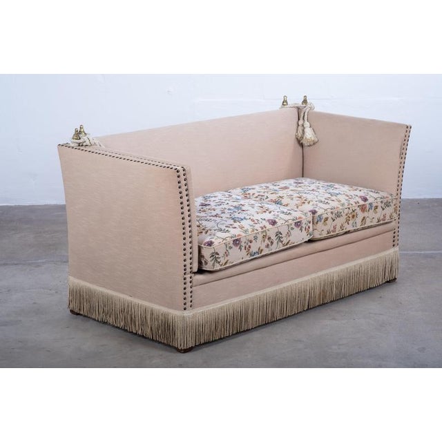 Vintage Velvet Knole Sofa with Floral Cushions, 1950s For Sale - Image 10 of 12