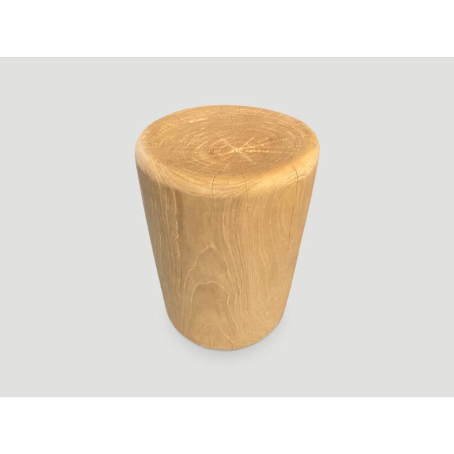 Wood Andrianna Shamaris Bleached Teak Wood Side Table or Stool For Sale - Image 7 of 18