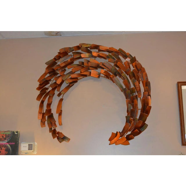 2010s Curtis Jere Large Brutalist Copper Metal Spiral Wall Hanging Art Windmill Style For Sale - Image 5 of 5