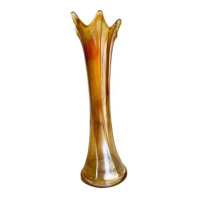 60's Vintage Midcentury Carnival Glass Bud Vase For Sale