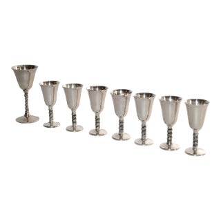 1930s Mid-Century Modern F. B. Rogers Silver Plated Goblets Stemware, Set of 8 For Sale