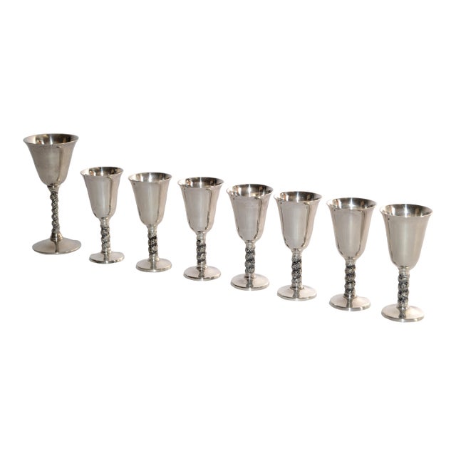 1930s Mid-Century Modern F. B. Rogers Silver Plated Goblets Stemware, Set of 8 For Sale