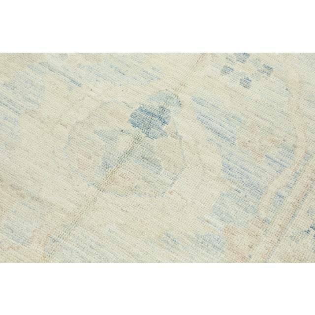 Textile Light Blue Multicolor Handwoven Turkish Oushak Rug 9'10" X 17'9" For Sale - Image 7 of 7