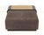 Lumifer "Obi" Suede Upholstered Ottoman, in gray with textured design and removable brass and ebonized wood sliding tray...