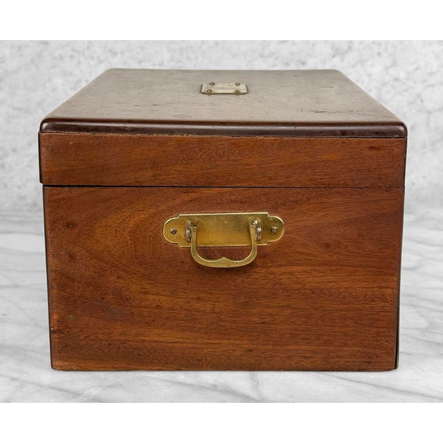Antique English Benson & Hedges Mahogany Metal Lined Cigar Tobacco Humidor Box For Sale - Image 14 of 15