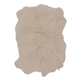 Rug & Kilim’s Sheepskin Multi-Pelt Fur Rug in Cream White Tones For Sale