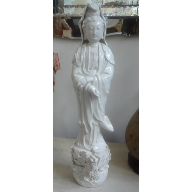 Chinese Blanc De Chine Guan Yin With Dragon For Sale - Image 13 of 13