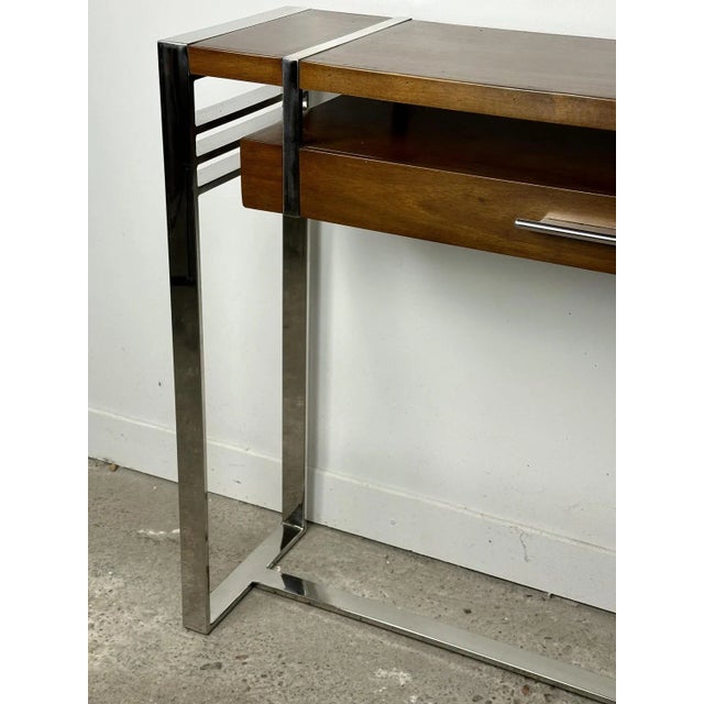 Art Deco Style Console in Wood and Chrome Metal, 1990 For Sale - Image 6 of 13