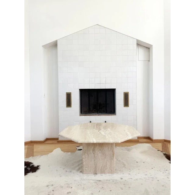 Beige Octagon Travertine Cocktail Coffee Table, 1970s For Sale - Image 10 of 11